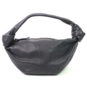 Bottega Veneta Double Leather One Handle Black Knot Bag Calfskin
